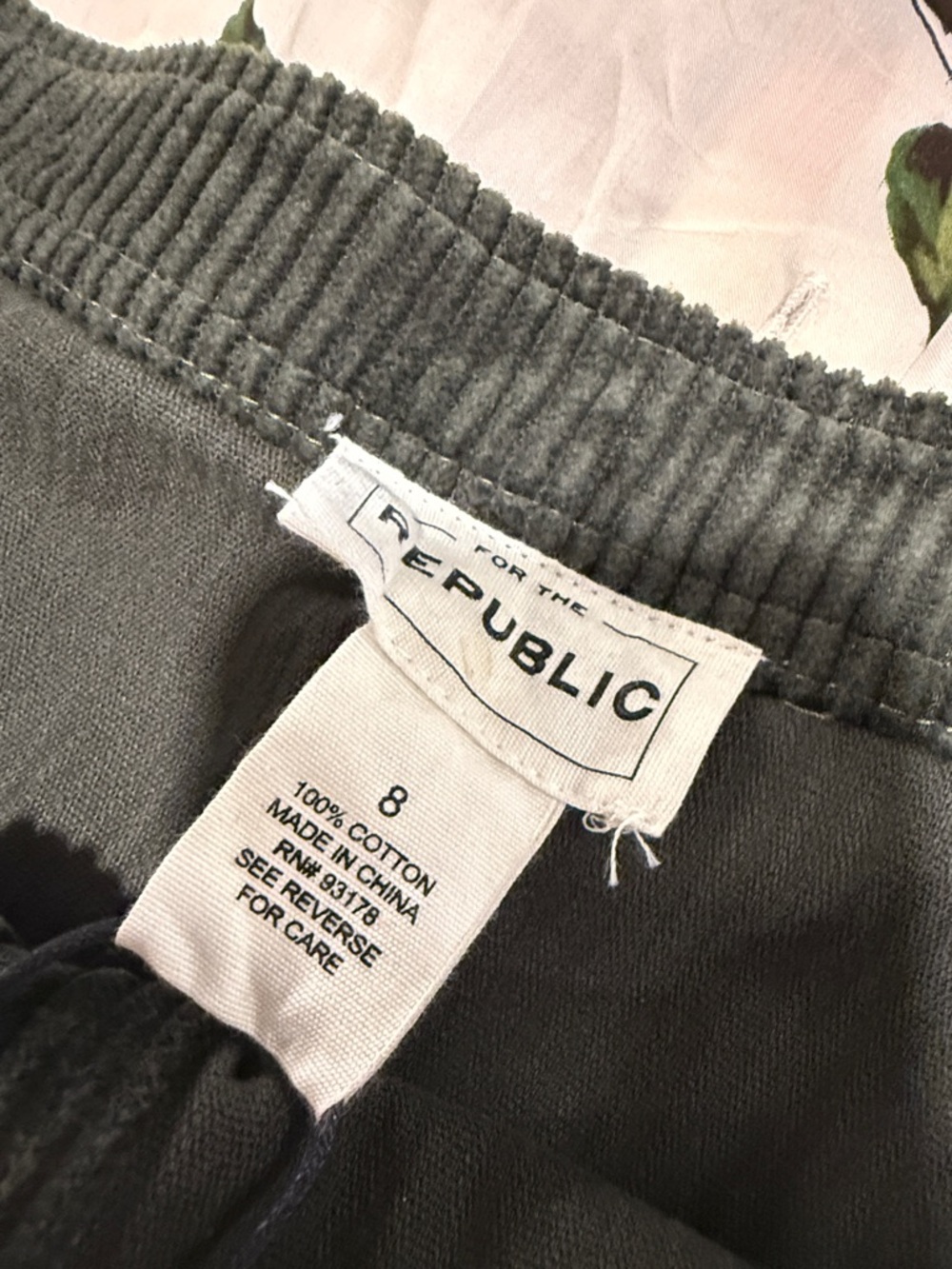 For The Republic Olive Green Corduroy Button-Front Skirt - Picture 2 of 6